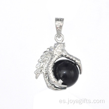 Plata de ley 925 Negro Onyx 15 MM Esfera Dragon Claw Colgante Joyas